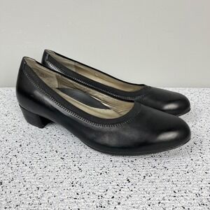 Aetrex Black Leather Pumps Womens 11 A/B Low Heel Classic Dress Shoes‎